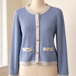 Anne Klein Blue and Cream Cardigan